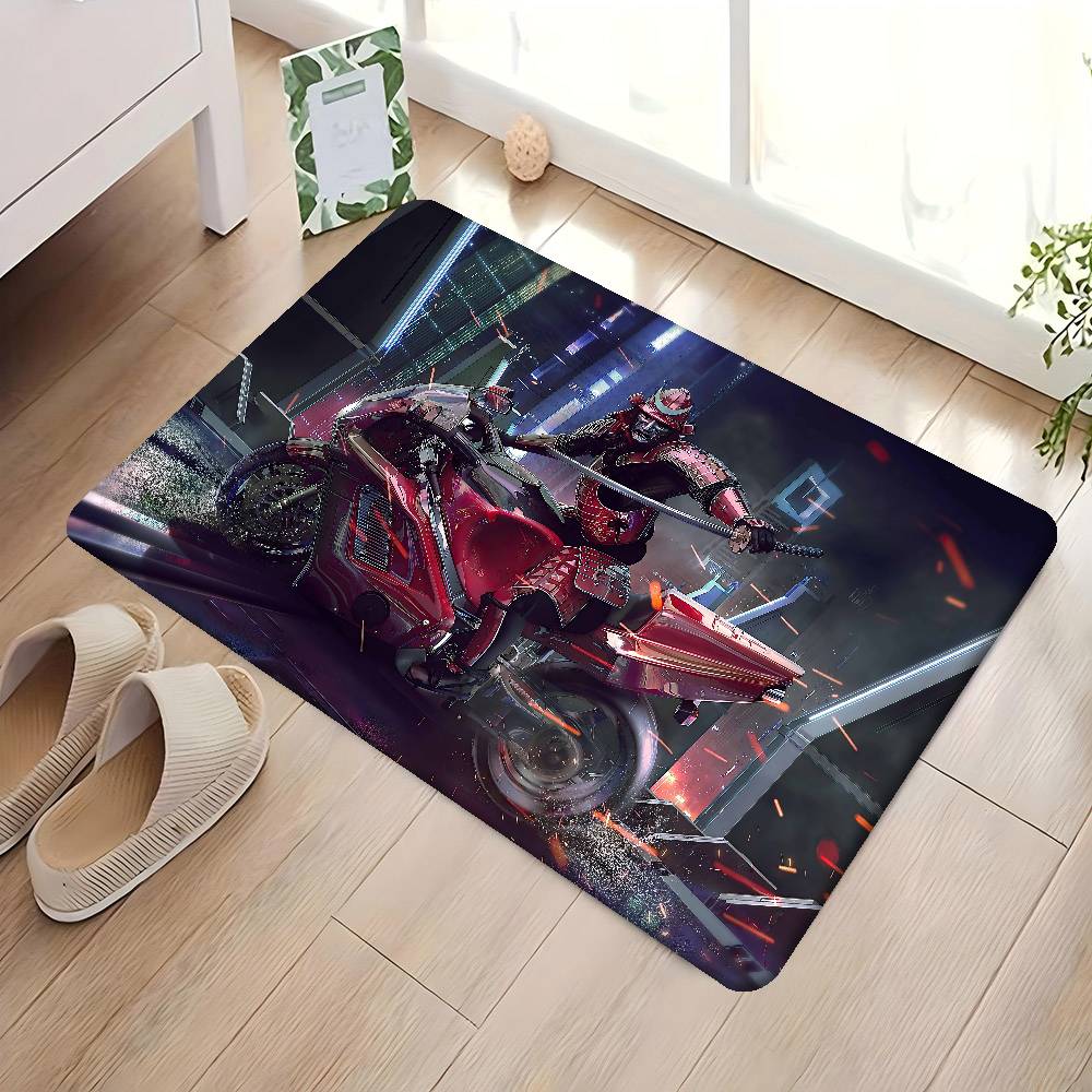 C-Киберпанк S-СамурайS Коврик для входной двери Моющийся Нескользящий Коврик для зоны гостиной, дивана, кресел Кухонный приветственный коврик