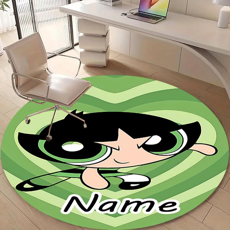 Personalized The Powerpuff Girls Round Chair Office Rug - Perfect for Mat, Office Chair & More - Ideal Gift for Birthdays and Holidays