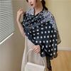 Polka Dot Silk Scarf Retro Cashew Nut Color Matching Black and White Scarf Autumn and Winter New Scarf Shawl Thin Travel Scarf