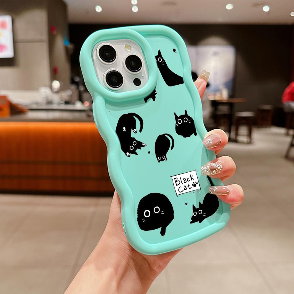 LZ11 cat Милый художественный дизайн Волна Силиконовые чехлы для телефонов Samsung A15 S23 FE S24 Ultra A34 A54 A14 Motorola G32 OnePlus Мягкий чехол