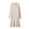 Women's Elegant Pearl Button Wool Dress - Autumn/Winter Knit, Half-High Collar, Loose Fit, Silk Luster Sweater