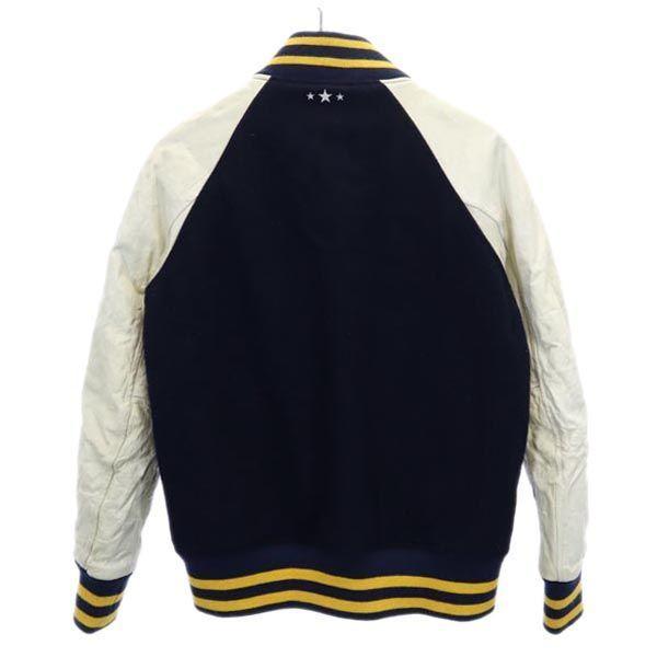 Xlarge Шерстяная смесь Стажан С Темно-синий Кожаные рукава из овчины Мужской Б/У