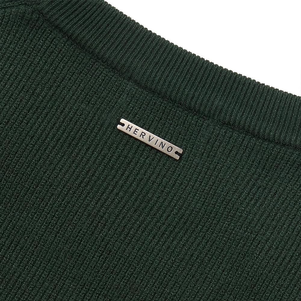 HERVINO Raglan Crew Neck Muscle Knit [Dark Green]