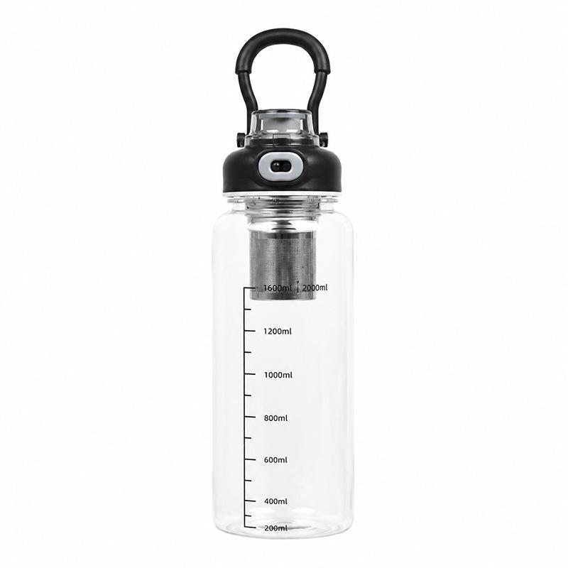 High-Capacity Glass Tea Separator Cup - Travel-Friendly, Heat-Resistant, with Measurement Scale, Thick Single Layer for Men and Women.