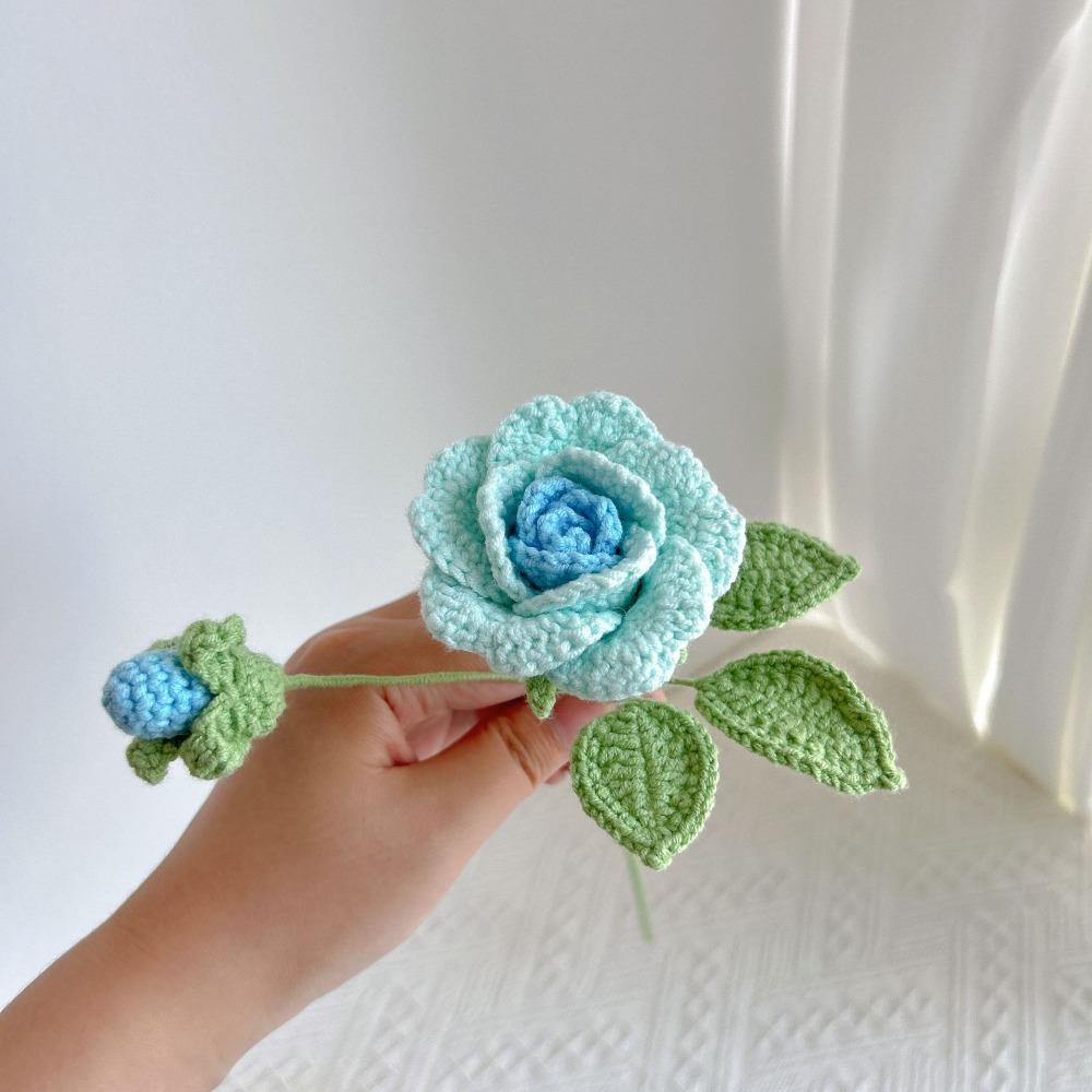 Rose Bud Crochet Bouquet Handmade Knitted Flower Premium Handwoven Rose Handcrafted