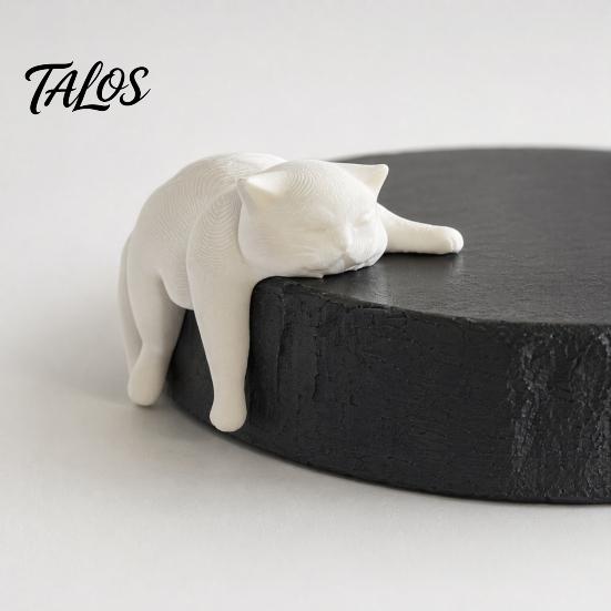 Креативная статуэтка кошки для стола, 3D-печатная ленивая фигурка, спящий котенок, декор для рабочего стола, милое животное для дома и офиса, белое матовое украшение, готовое для покраски DIY,