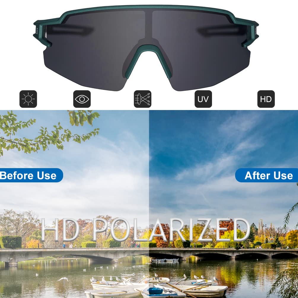 Rockbros Polarized UV400 Polarized Glare Storage Pouch Cycling and Green Sunglasses, Protection, Ultra-Lightweight Lenses, Reduction, Included,