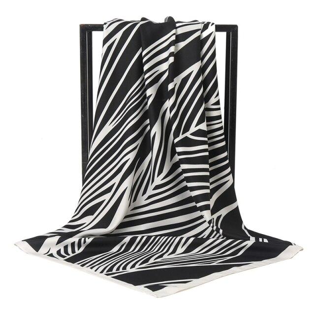 2021 Design Brand Women Square Silk Scarf Chain Print Head Scarfs Female Satin Hijab Scarves Shawl Wrap Lady Headband Foulard