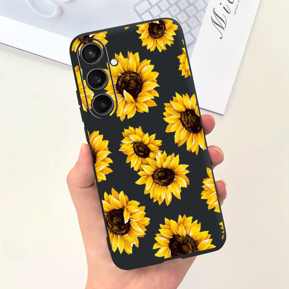 For Samsung Galaxy S23 FE Fashion Sunflower Butterfly Painted Case For Samsung S23FE 5G S 23fe SM-S711B Soft Silicon Jelly Cases
