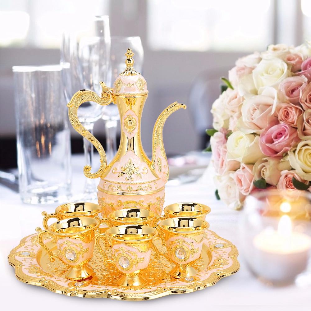 Metal Wine Drinking Cups Hip Flask Set Russian Style Home Art Crafts Wedding Gift