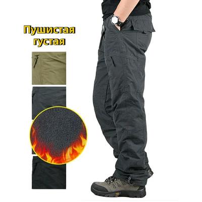 Теплые зимние флисовые брюки, тактические брюки-карго, классические утепленные брюки для походов на открытом воздухе, брюки-джоггеры с несколькими карманами