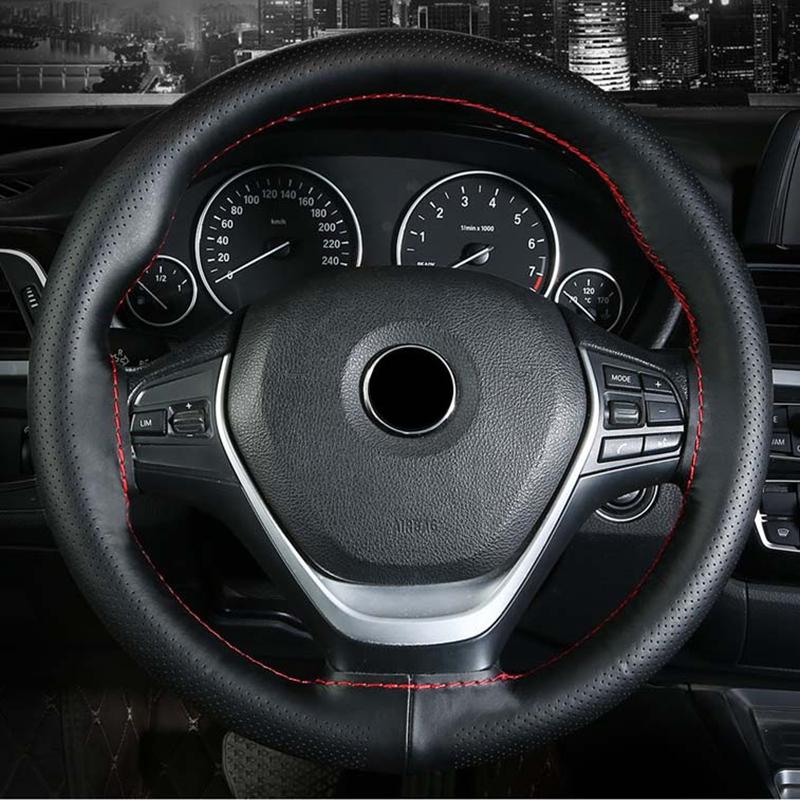 Car Steering Wheel Cover Needles And Thread Artificial Leather Car Covers Suite 6 Color DIY Texture Soft Braid Auto