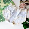 Floral Panties Breathable Underwear Mid Waist Women's Triangle Pants Comfortable Briefs Soft Lace Trim Bottoms