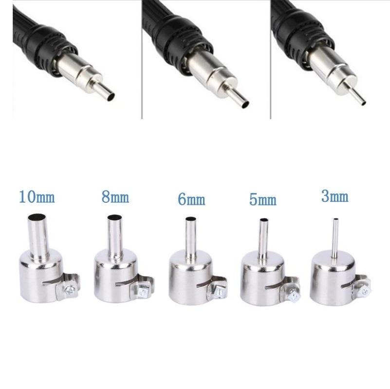 5pcs Stainless Steel Nozzles for 850 852D 898 Hot Air Welding Soldering Station Compatible with 906 968 850 and Others