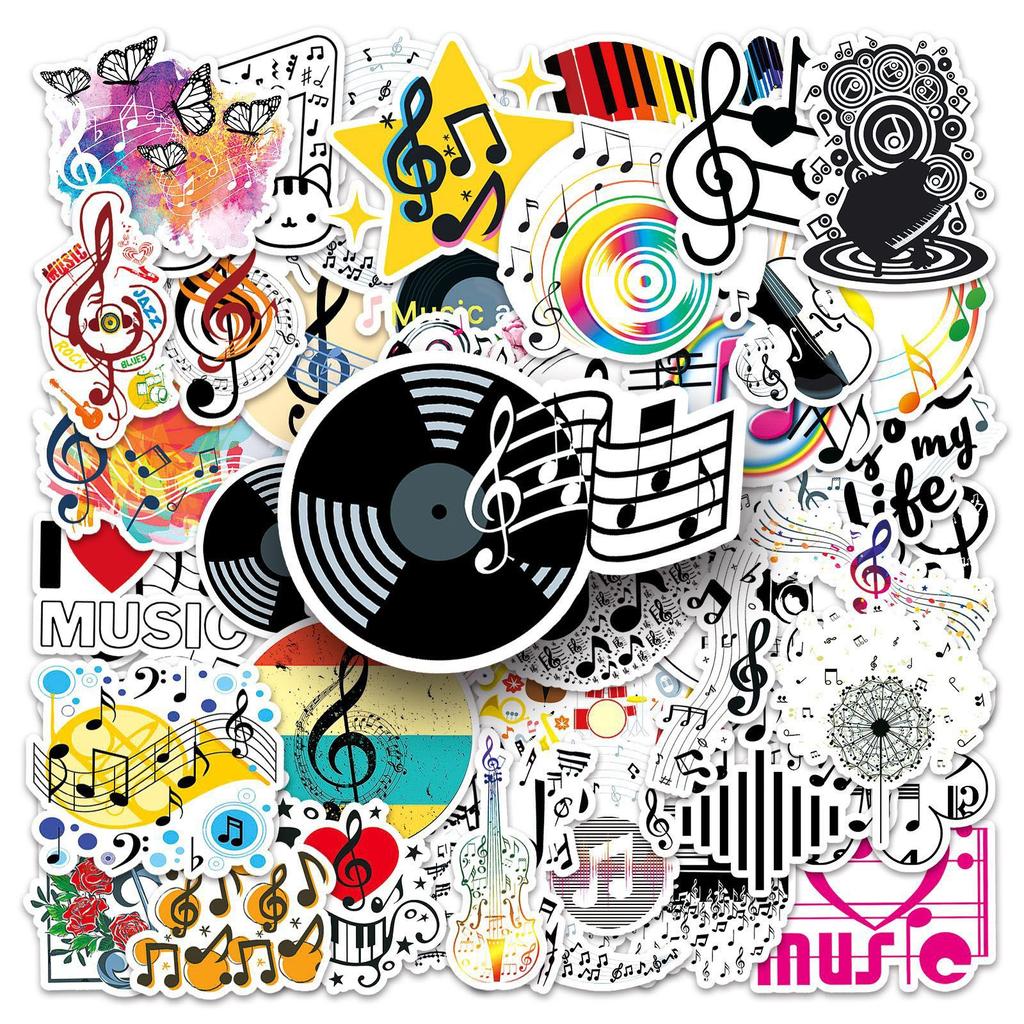 50pcs Music-Symbol Personalized Stickers, Cartoon Creative Guka Decoration Graffiti-Skateboard Water Cup Luggage Stickers