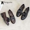 Модные туфли размера плюс 34-41 женские оксфорды с бантом на плоской подошве на толстом каблуке без застежек ретро-туфли для девушек из колледжа маленькие кожаные туфли женские дерби