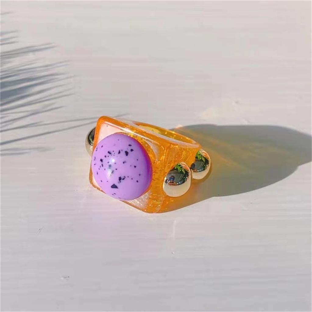 Exaggerated Resin Ring For Woman Acrylic Metal Strips Are Red And Green Square Resin Color Ring Punk Jewelry Accessories Rings