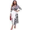 Spring and Summer Women's Zebra Print Long Sleeve Shirt Casual Pleated Half-body Long Skirt Suit