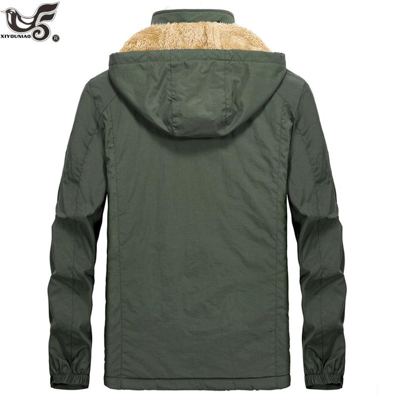 Большие размеры M ~6XL Зимняя куртка с капюшоном из меха для мужчин Модная теплая шерстяная подкладка и пальто Ветрозащитные мужские парки
