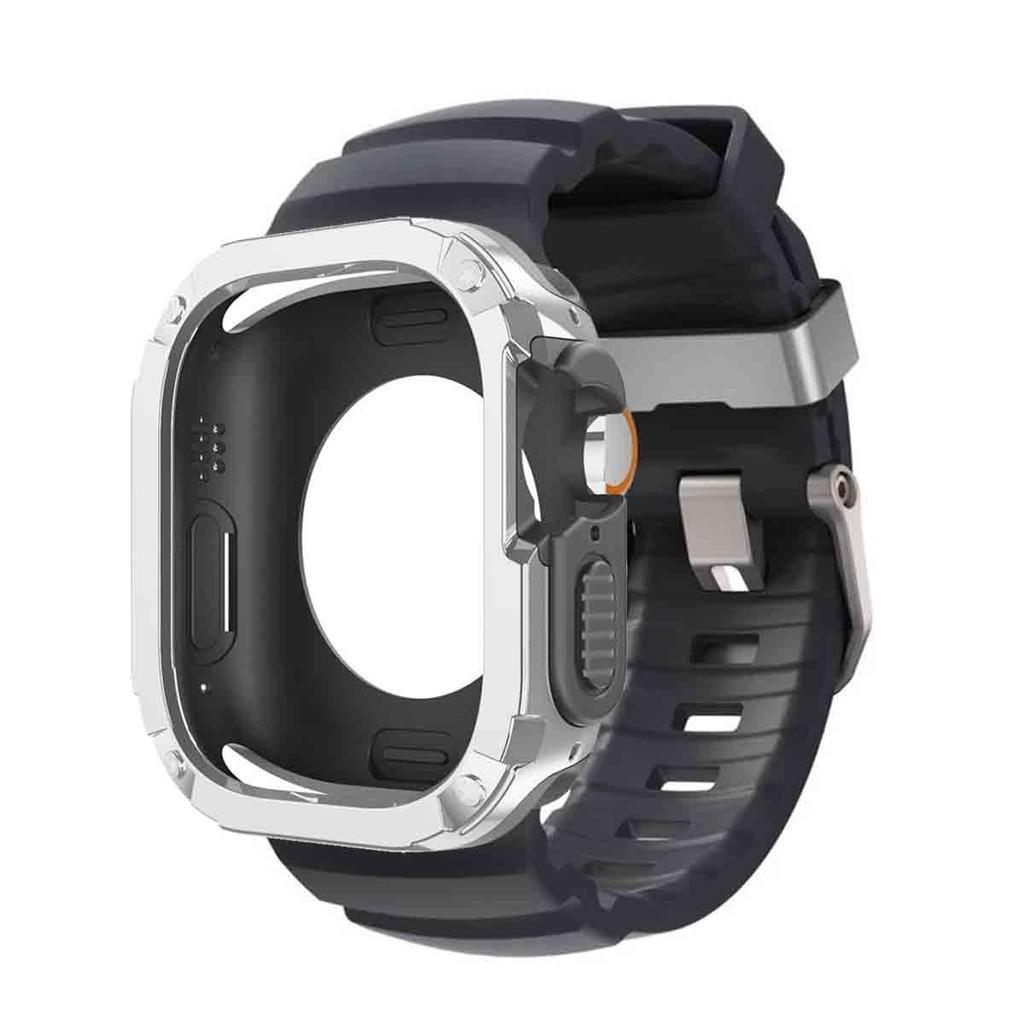 Силиконовый ремешок+Чехол из ТПУ и ПК для Apple Watch Ultra 3 2 1 49 мм для iWatch Серии 11 10 46 мм ремешок для Iwatch 9 8 7 6 5 4 45мм 44мм