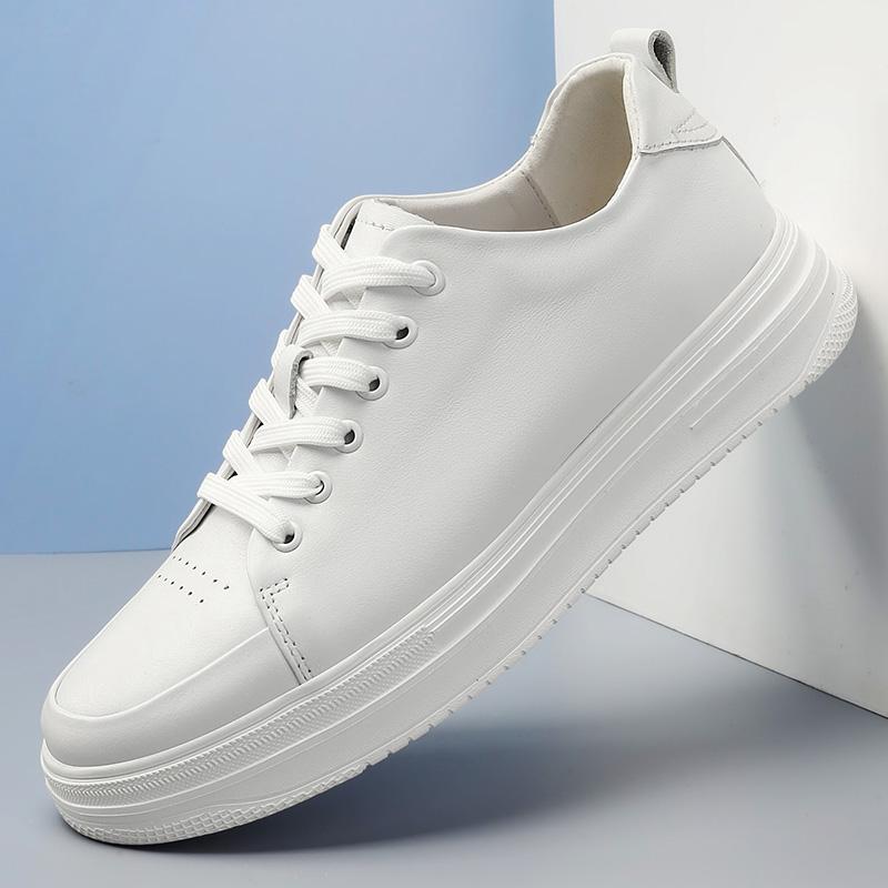 Модные весенние белые повседневные туфли на шнуровке из натуральной кожи для мужчин, высококачественные нескользящие кроссовки для скейтбординга, удобные универсальные молодежные кроссовки