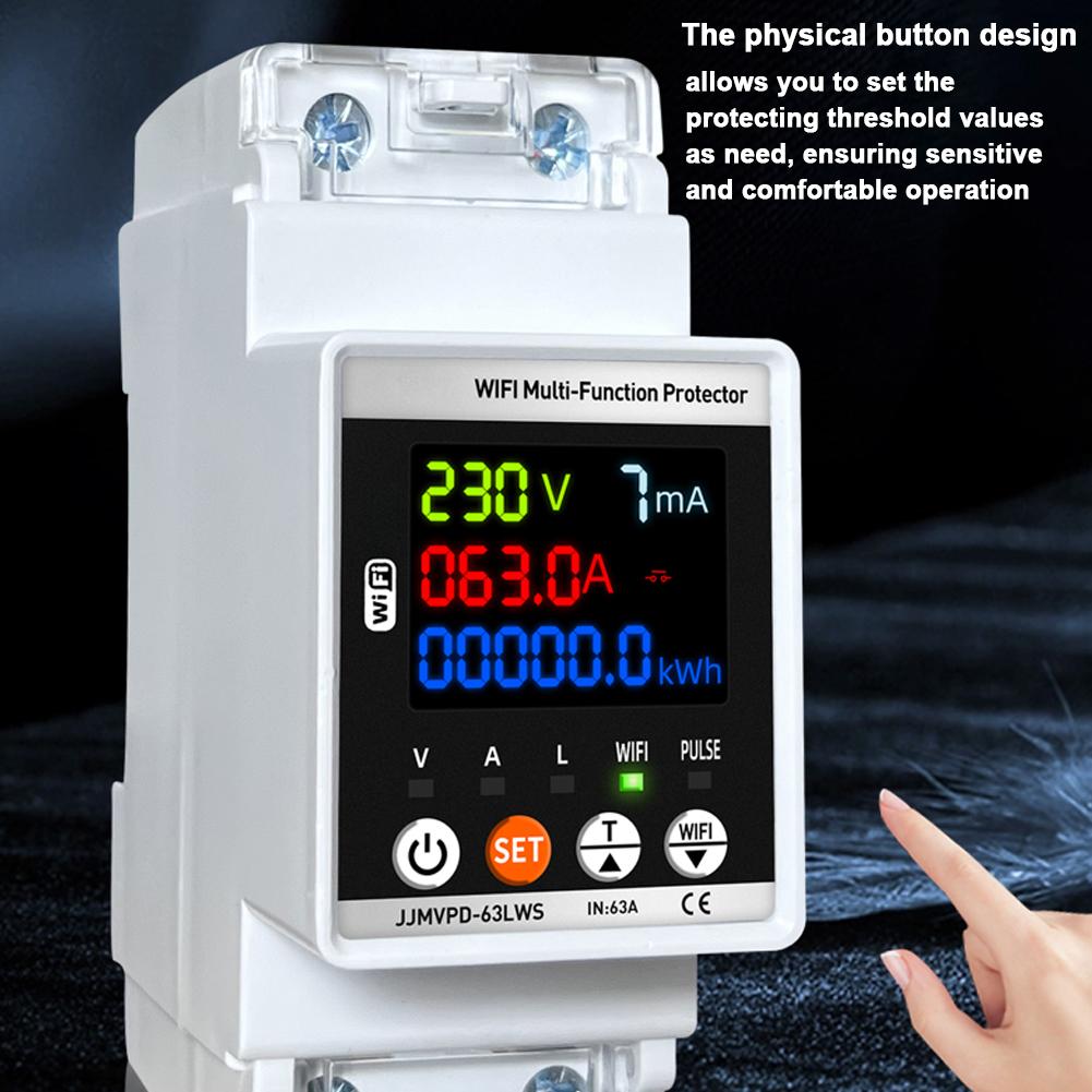 Tuya WiFi Automatic Reclosing Circuit Breaker Intelligent Meter Voltage Current Power Leakage Reset Memory Function APP Control