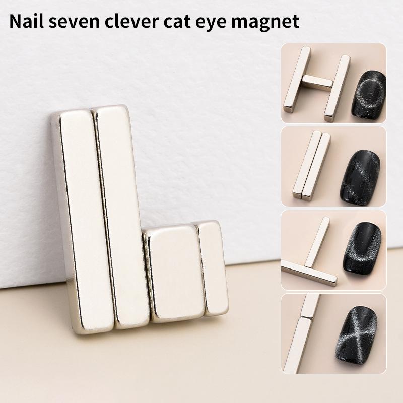 4Pcs Manicure Multi-Function Magnet Nail Salon Cat Eye Long Strip Magnet French Cat'S Eye Nail Stick Set For Uv Gel Tools