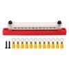 12 Post Power Distribution Block Bus Bar Set 2xM6 Post 12xM4 Screw Battery Terminal Box for Cars RVs Ships Yachts Red