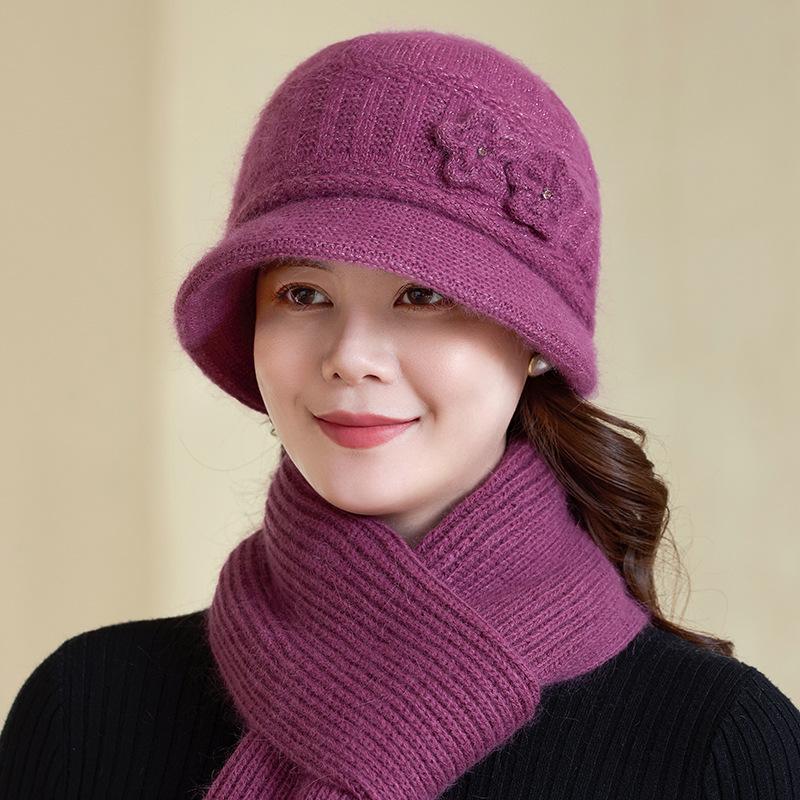 Зимняя бархатная теплая шапка для пожилых людей среднего возраста, шерстяная шапка из кроличьей шерсти, ветрозащитная для мам