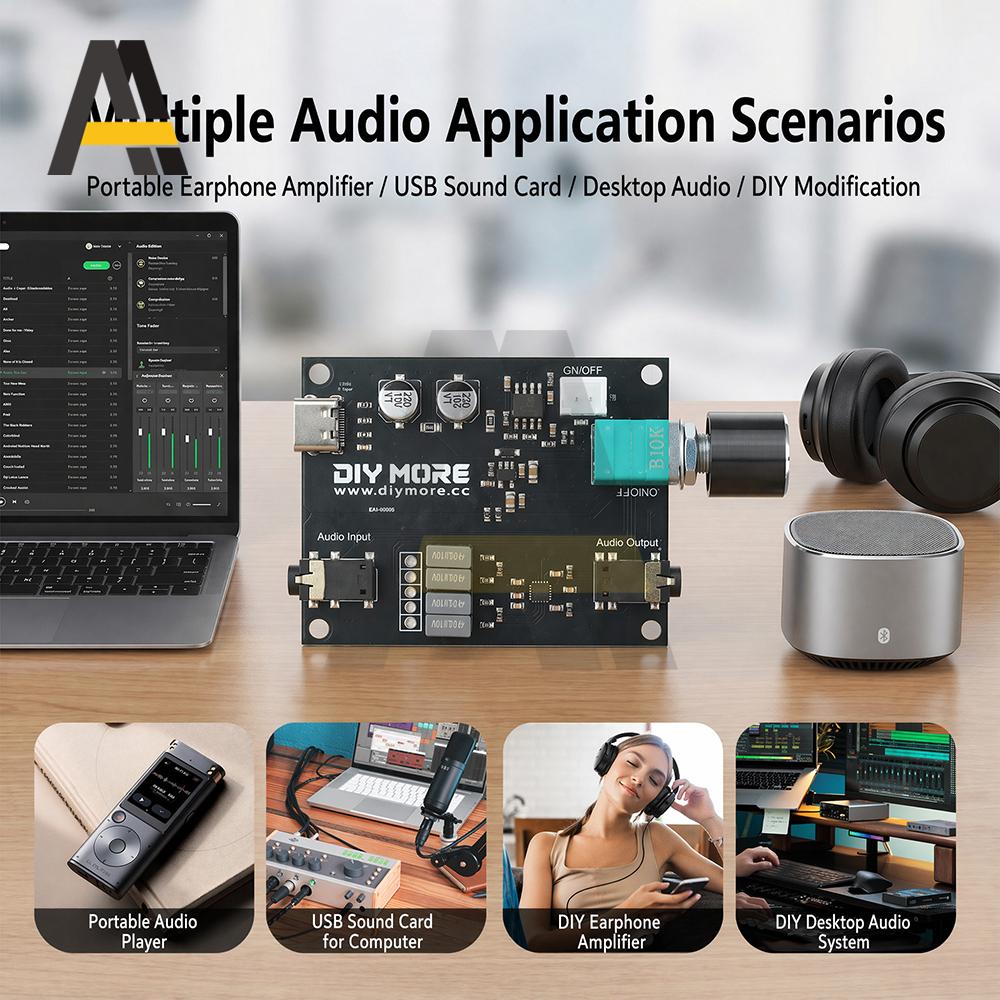 MAX97220 Stereo Headphone Amplifier Module DC 3.7V-5V High Fidelity Audio Board with Type-C Dual Power for DIY Portable Devices