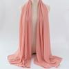 Women's Solid Color Pearl Chiffon Bubble Scarf, Long Silk Headscarf, 70x180cm, Middle Eastern Style