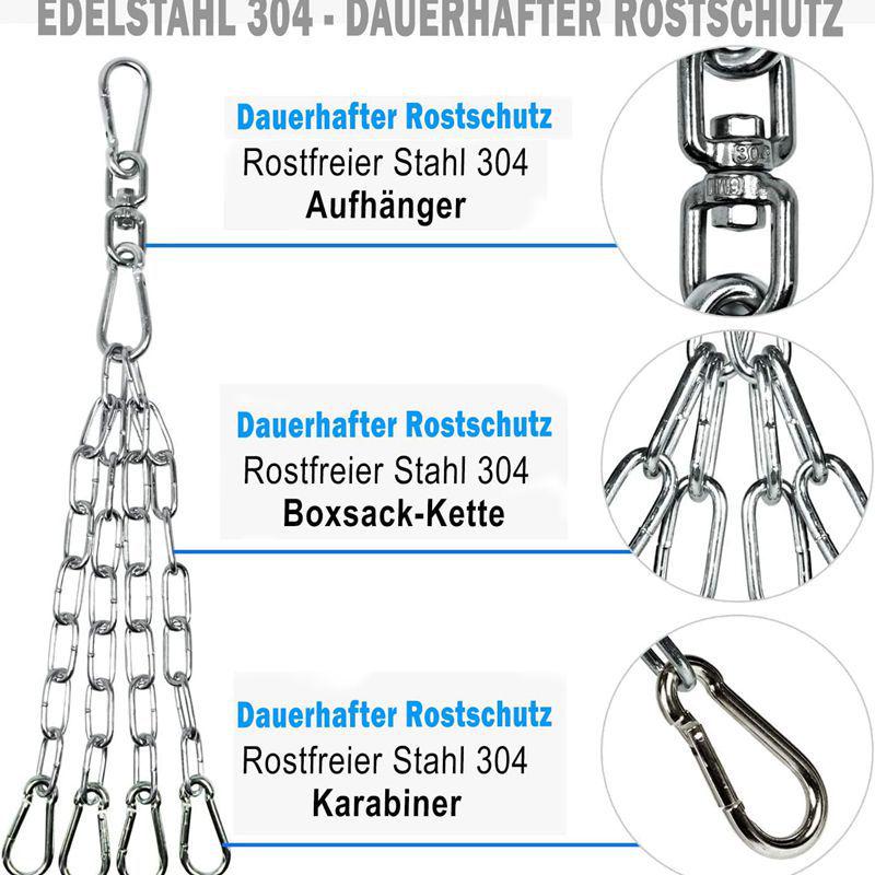 Цепь для подвесного кресла-мешка: 304 Черная нержавеющая сталь, Вращающийся крюк против запутывания.