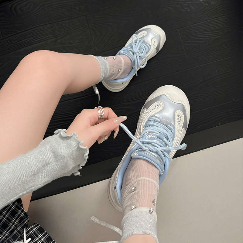 Эстетика беспорядка Боулинг-туфли Обувь Форреста Гампа Женская Летняя 2025 Новые Дышащие Сетчатые Повседневные Папины Туфли Женские