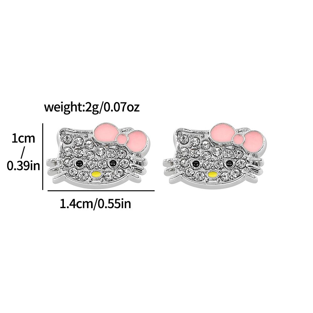 Мультяшные серьги Sanrio Hello Kitty Модные милые сережки-гвоздики с котенком Китти для женщин и девочек Аксессуары для украшений Подарки