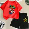 2025 Hipster Teen Summer T Shirts+shorts Two Pce Kids Short Sleeve T-shirt + Shorts Super Mario Print Boys Girls Street Fashion Set