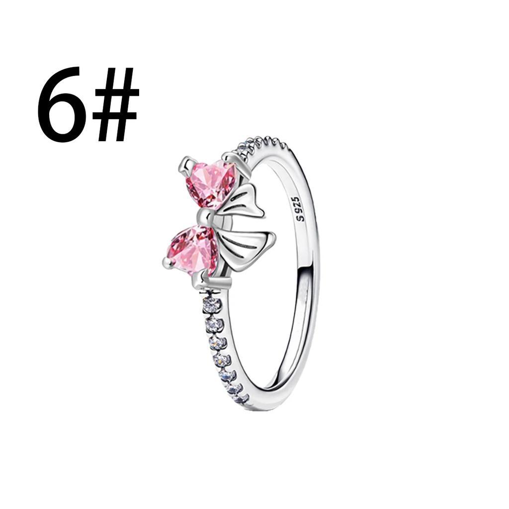 925 Silver Charms Colorful Bow Set Earrings Ring Beads Pendant for Women Bracelets Necklaces DIY Jewelry Gift
