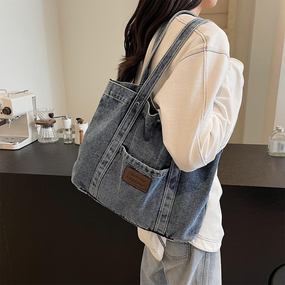 Women Denim Shoulder Bag Fashion Shoulder Purse Large Capacity Simple Tote Handbag Stylish Shopping bag Outdoor Travel Bags sac