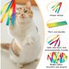 5 Pcs Cat Ribbon Toy, Cat Toy Wand Replacement Interactive Kitten Rainbow Toys Wand, Portable Cats Teaser Wands, Kitten Ribbon Refill Attachment Toys