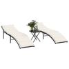 VidaXL Set of 2 Sun Loungers with Table, Sunbed, Patio Deck Chair, Outdoor Garden Seat, Black 368251