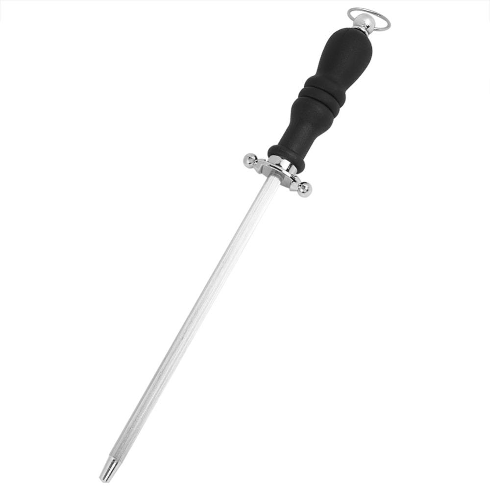 Ergonomic Handle Sharpening Steel Rod Silver and Black Honing Steel Rod Chef Butcher