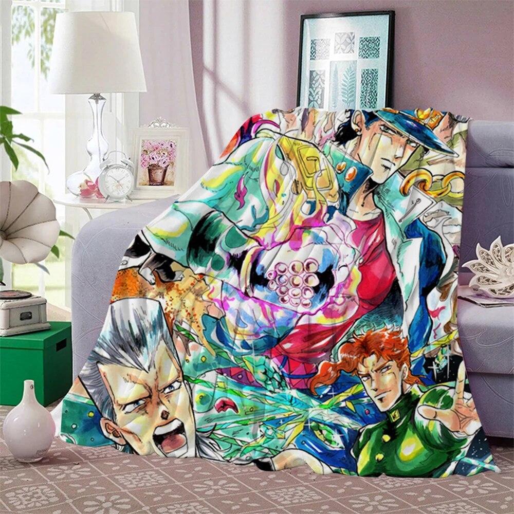 Фланелевые одеяла японского аниме «JoJo Bizarre Adventure» с принтом для детей и взрослых, одеяло, диван, путешествие, одеяло для студентов-подростков