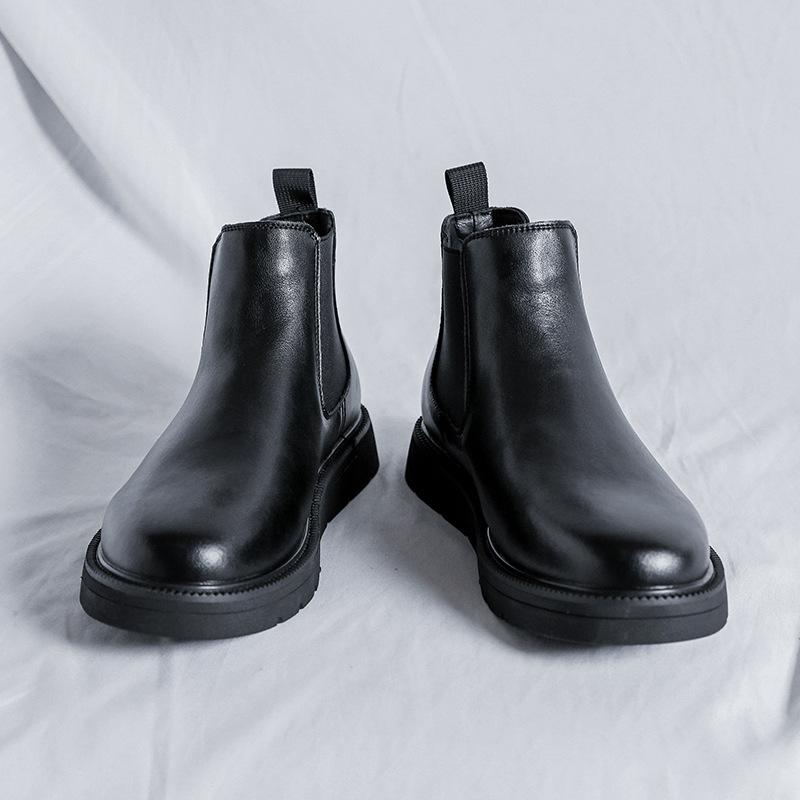 Осень 2025 Новые Мужские Ботинки Британский Стиль Черные Ботинки на Платформе Новая Дизайнерская Обувь Мужские Мотоботы Botas Para Hombre