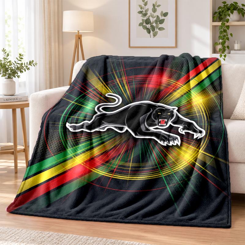 Penrith Panthers Printed Flannel Blanket Warm Comfort Bed Throw For Indoor Home Decoration