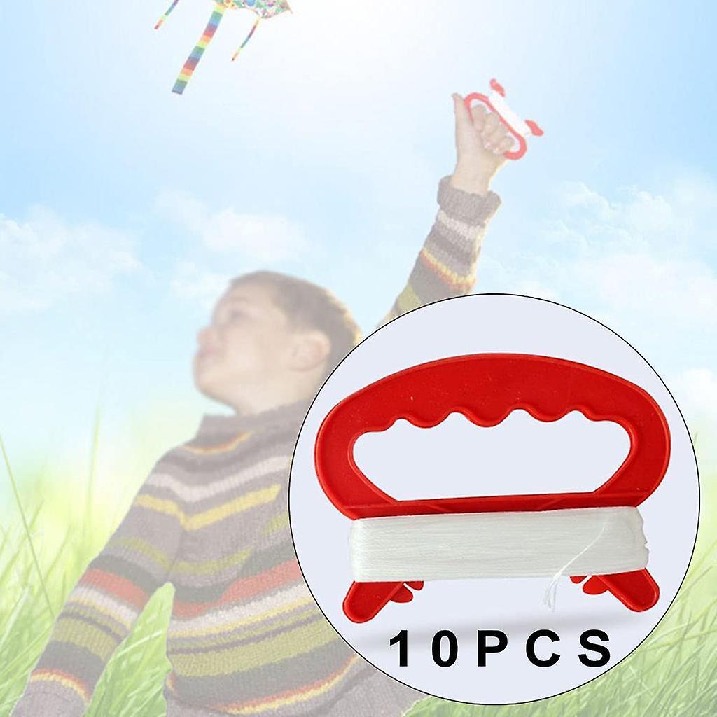 10Pack D Shape Kite Spool Handle with Line 30meters Kite String Winder Tool