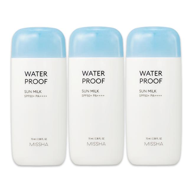 MISSHA Солнцезащитное молочко All Around Safe Block Sun Milk EX SPF50+ PA+++ 70 мл (Эссенция / Водостойкое / Мягкое покрытие) (10 вариантов)