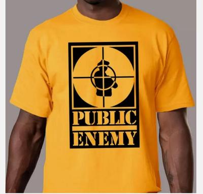 Public Enemy - Возрождение нации Большой Логотип Золотой Все Размеры Унисекс 100% Хлопок Футболка Мужские Футболки Топ