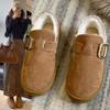 Модные новые зимние женские туфли Boken Shoes Plush Fashion Retro Bean Shoes Хлопковые женские тапочки на плоской подошве Женские ботинки на толстой подошве