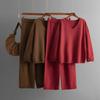 Solid Color Collar Fashion Set, New Autumn and Winter Loose High-waisted Casual Sweater Two-piece Set