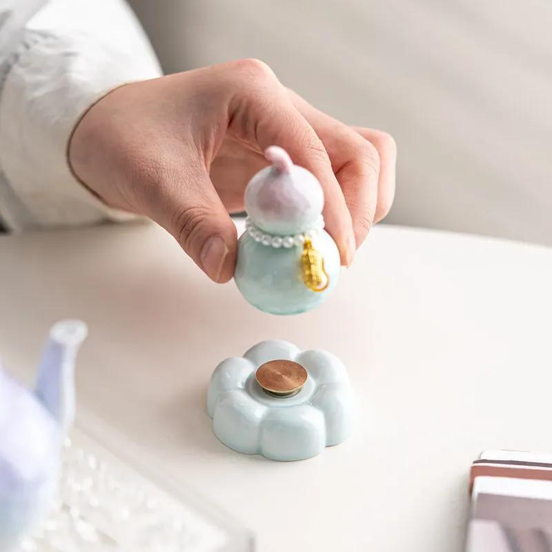 Ceramic Rotating Music Base Simple Creative Ceramic Cute Small Flower Crafts Ornament Tray Little Freshness Rotary Bearing Base