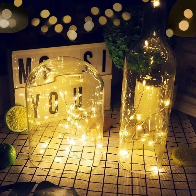 LED Cork-shaped Wine Bottle Lamp Night Elf Copper String Lights, Romantic Valentines Day Party Decoration